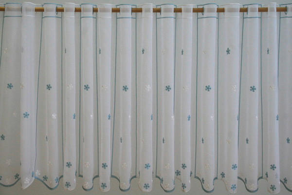 PERDEA SCURTĂ 45 cm  - albastru/alb, Konventionell, textil (45cm)