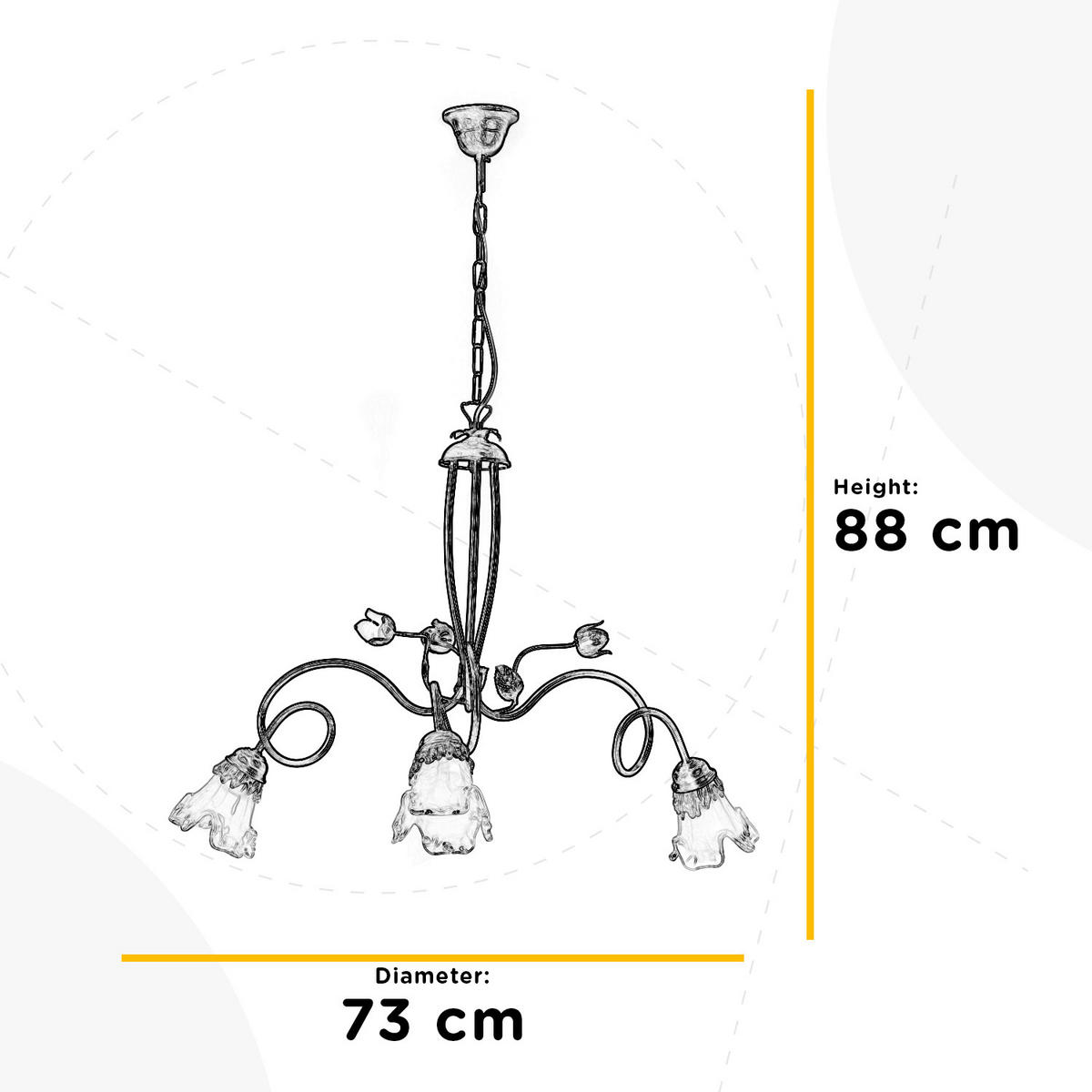 KRONLEUCHTER 73/88 cm   - Bronzefarben, KONVENTIONELL, Glas/Metall (73/88cm)