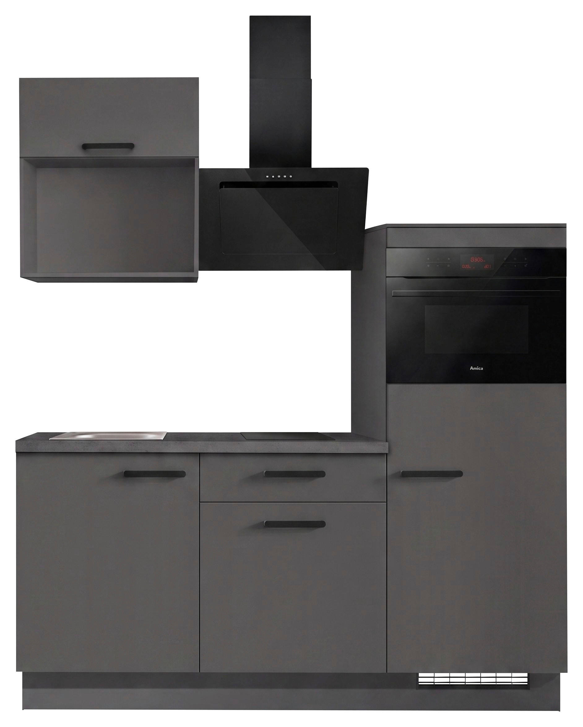 KÜCHENLEERBLOCK IP1200 180 cm  in Graphitfarben  - Schieferfarben/Schwarz, Basics, Holzwerkstoff/Metall (180cm) - Impuls