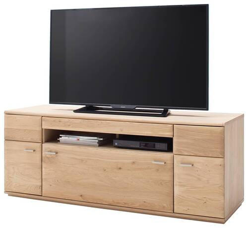 MEDIABÄNK i massiv ek ekfärgad - nickelfärgad/ekfärgad, Design, metall/trämaterial (150/58/50cm) - Livetastic