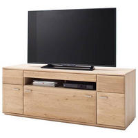 MEDIABÄNK i massiv ek ekfärgad  - nickelfärgad/ekfärgad, Design, metall/trämaterial (150/58/50cm) - Livetastic