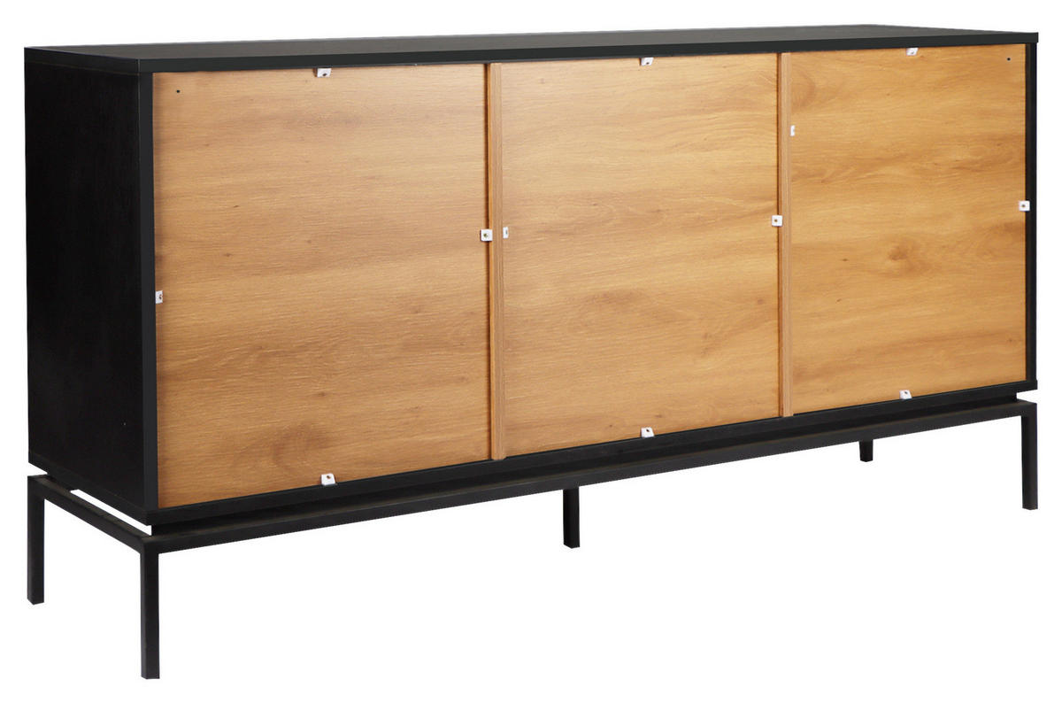 TÁLALÓSZEKRÉNY 160/80/40 cm  - fekete/natúr, Design, faalapú anyag (160/80/40cm) - Xora