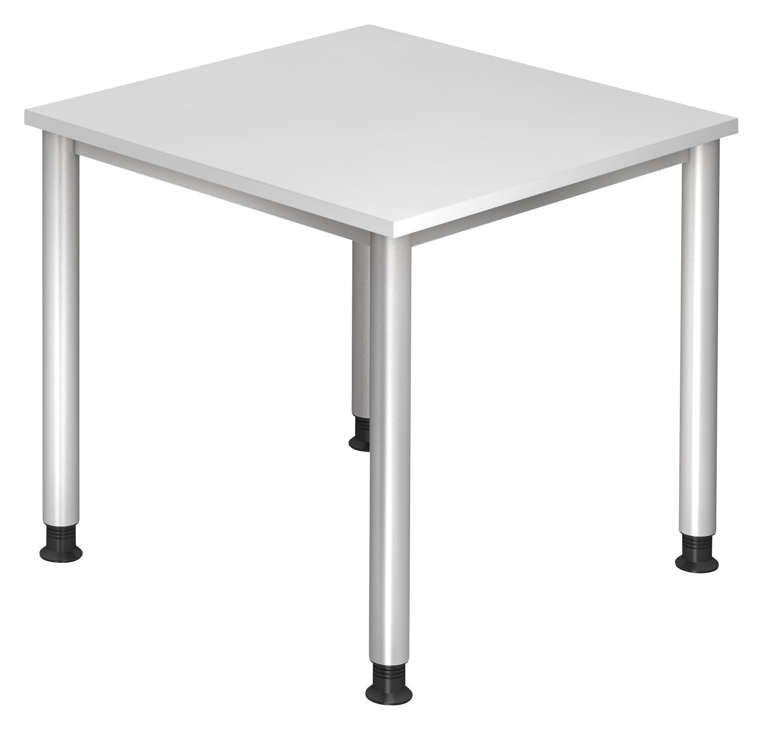 SCHREIBTISCH 80/80/68-76 cm  in Silberfarben, Weiß  - Silberfarben/Weiß, KONVENTIONELL, Holzwerkstoff/Metall (80/80/68-76cm) - Venda