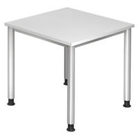SCHREIBTISCH 80/80/68-76 cm  in Silberfarben, Weiß  - Silberfarben/Weiß, KONVENTIONELL, Holzwerkstoff/Metall (80/80/68-76cm) - Venda
