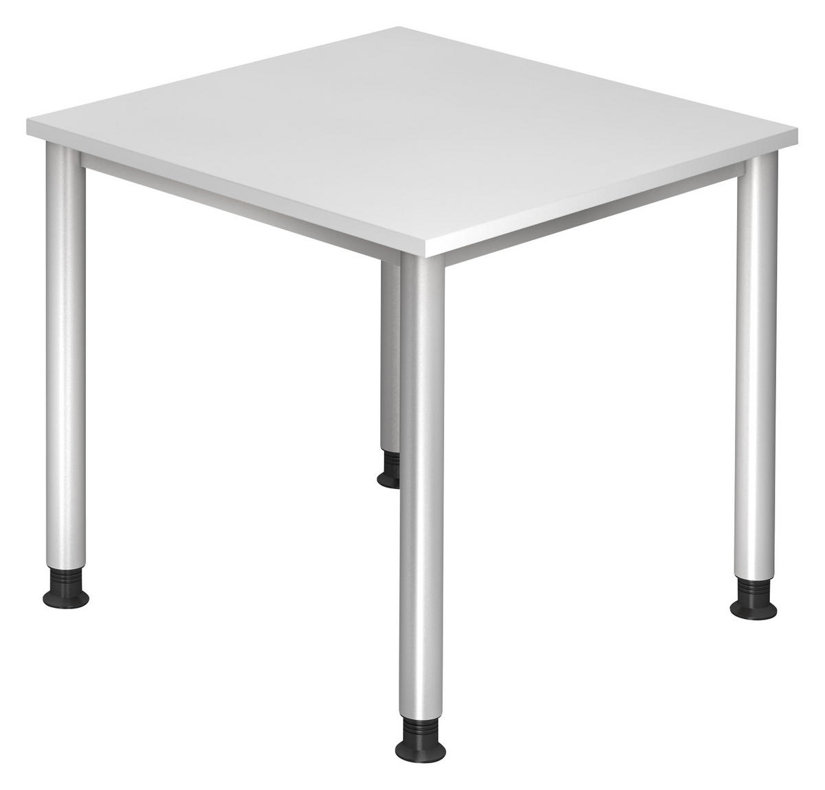 SCHREIBTISCH 80/80/68-76 cm  in Silberfarben, Weiß  - Silberfarben/Weiß, KONVENTIONELL, Holzwerkstoff/Metall (80/80/68-76cm) - Venda