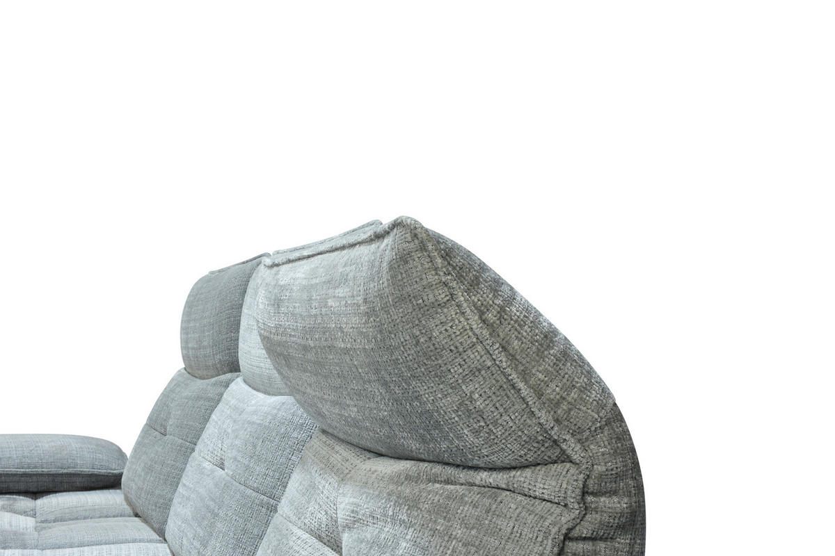 ECKSOFA Hellgrau Chenille  - Hellgrau/Schwarz, Design, Kunststoff/Textil (162/314cm) - Livetastic