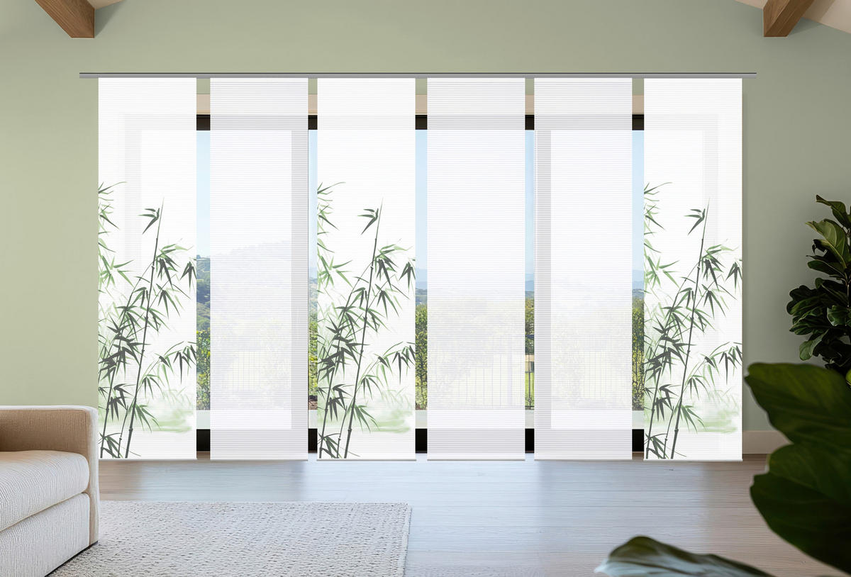 FLÄCHENVORHANG  6 Stück  blickdicht  60/245 cm   - Weiß/Grün, Natur, Textil (60/245cm)
