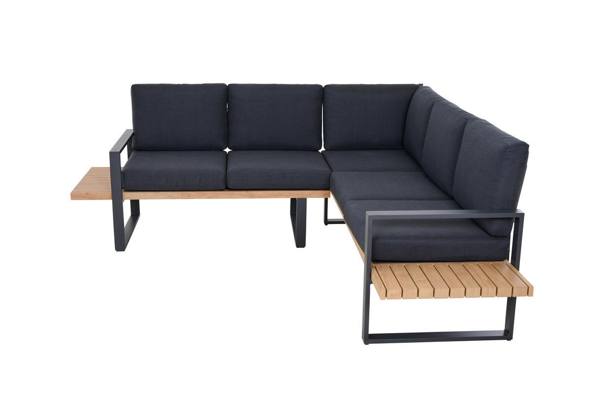 LOUNGEGARNITUR 2-teilig   73,5/78,5/155 cm Aluminium  - Anthrazit/Teakfarben, Basics, Textil/Metall (73,5/78,5/155cm) - Siena Garden