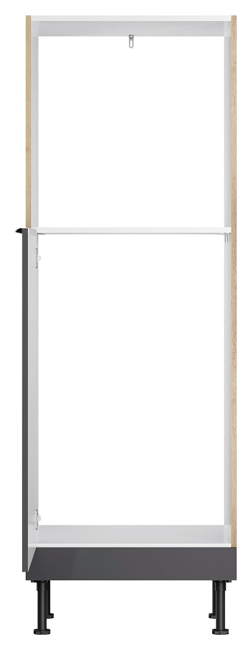 GERÄTEUMBAUSCHRANK 60/176,6/58,1 cm  in Anthrazit, Wildeiche  - Wildeiche/Edelstahlfarben, Basics, Holzwerkstoff/Metall (60/176,6/58,1cm) - Optifit