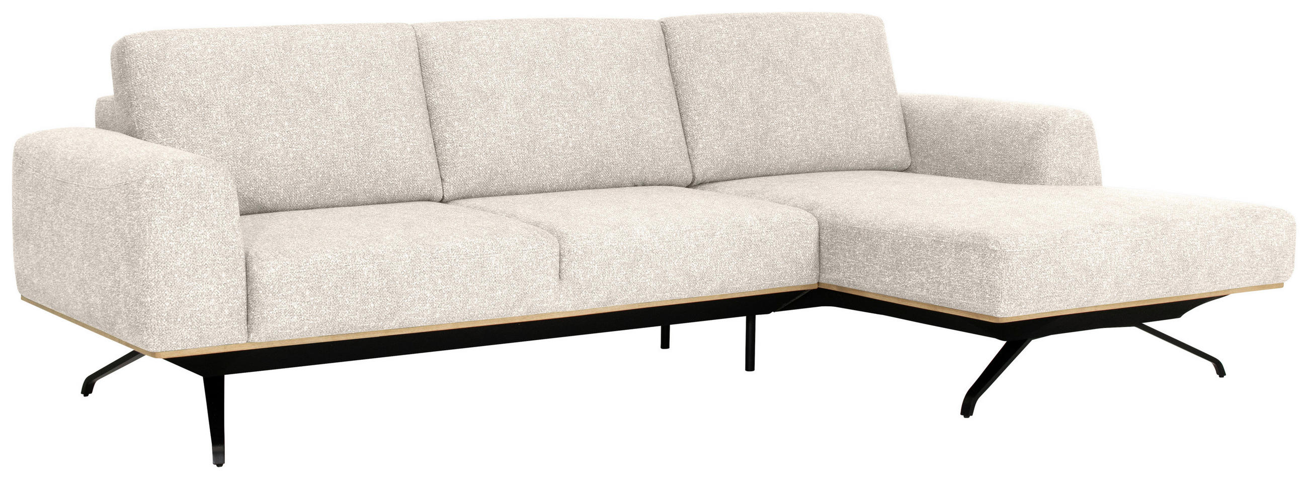 ECKSOFA Beige Struktur  - Beige/Schwarz, Design, Textil/Metall (262/157cm) - Novel