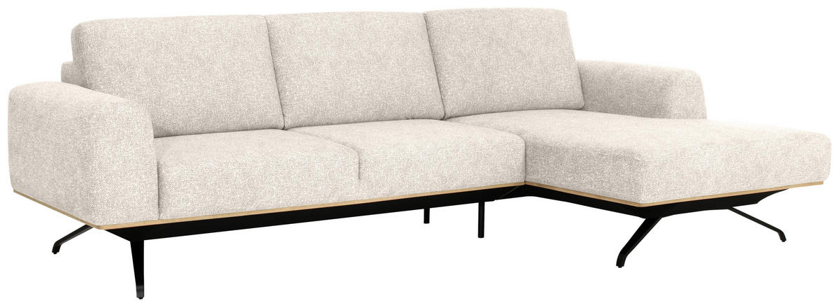 ECKSOFA in Struktur Beige  - Beige/Schwarz, Design, Textil/Metall (262/157cm) - Novel