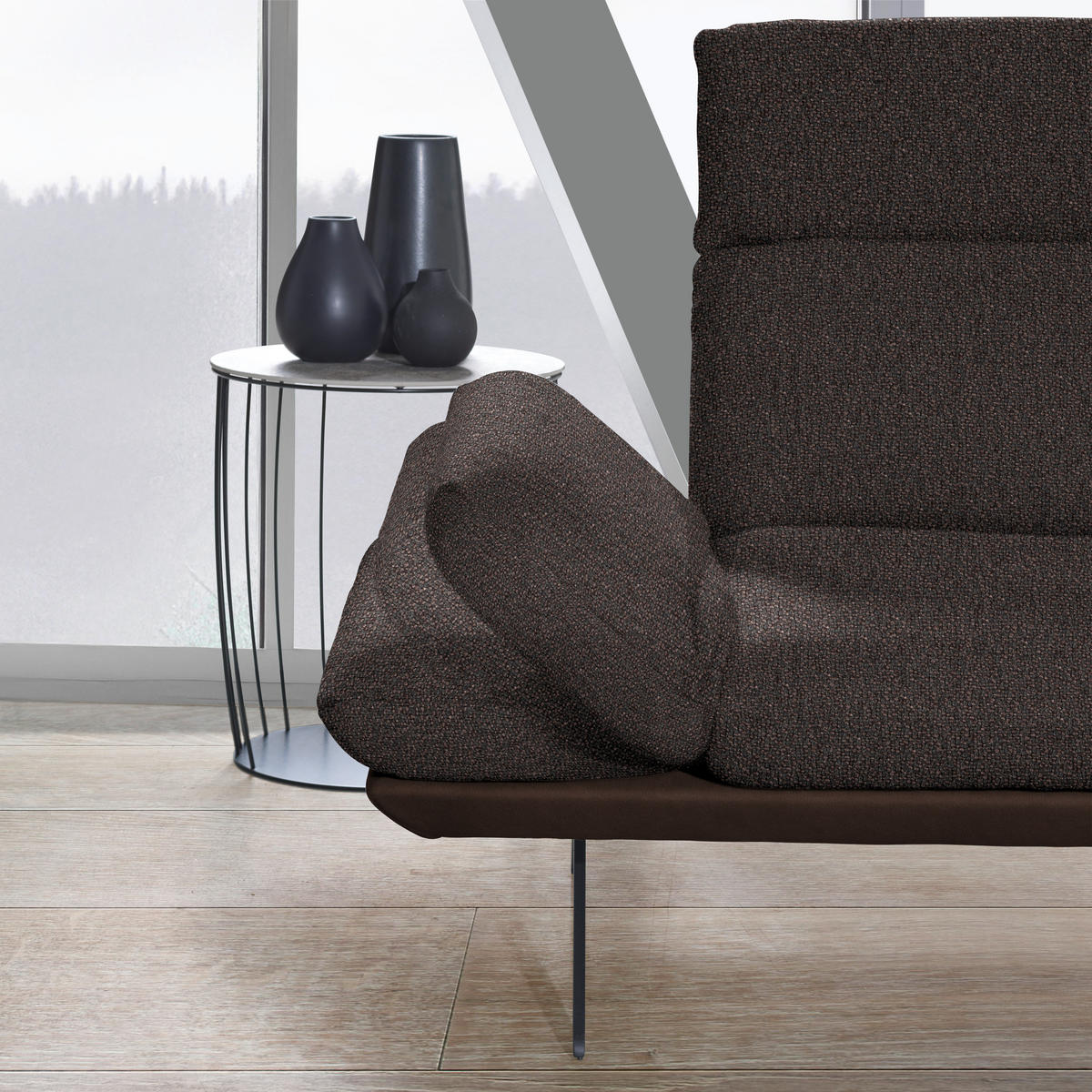 ECKSOFA in Flachgewebe Dunkelbraun  239/270 cm  - Dunkelbraun/Schwarz, Design, Textil/Metall (239/270cm) - Koinor