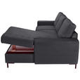 ECKSOFA Anthrazit Cord Rückenkissen, Bettkasten, Schlaffunktion, Rücken echt, Liegefläche im Originalstoff  - Anthrazit/Schwarz, KONVENTIONELL, Textil/Metall (240/150cm) - Carryhome
