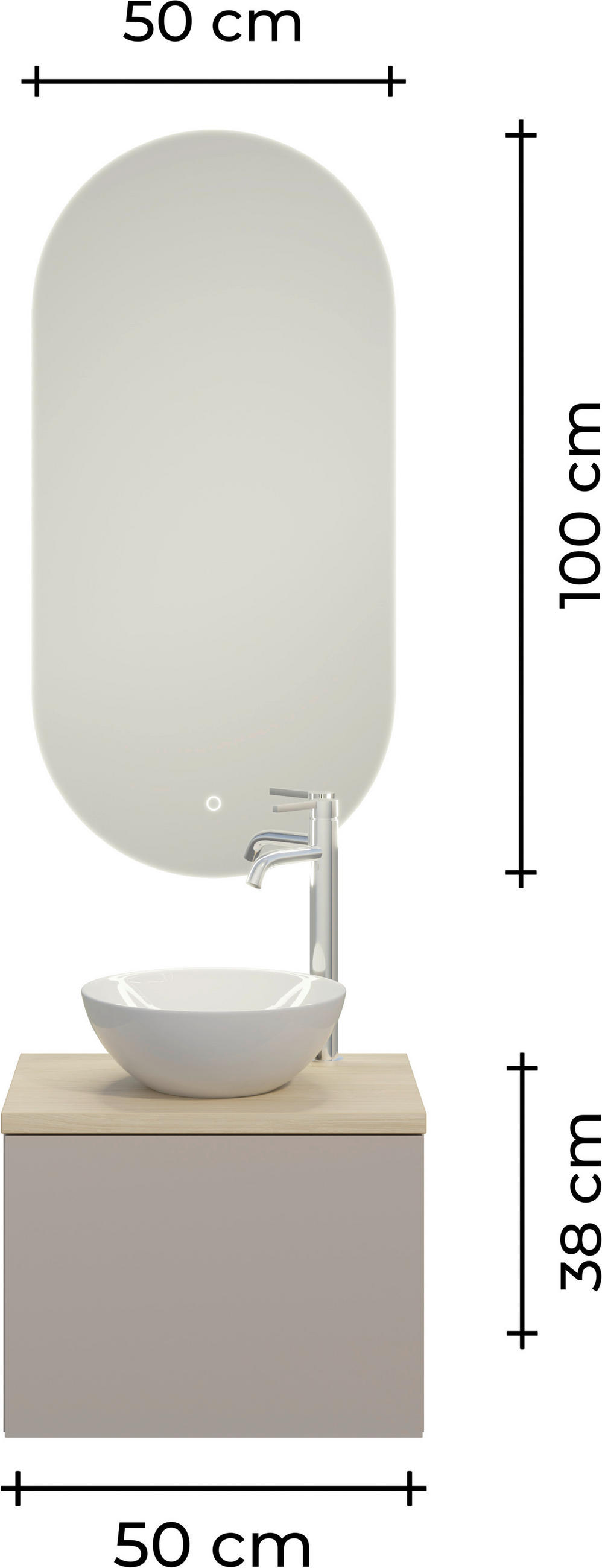 BADEZIMMER 3-teilig  in 50,3 cm  - Eichefarben/Beigebraun, MODERN, Keramik/Holzwerkstoff (50,3cm) - Celina Home