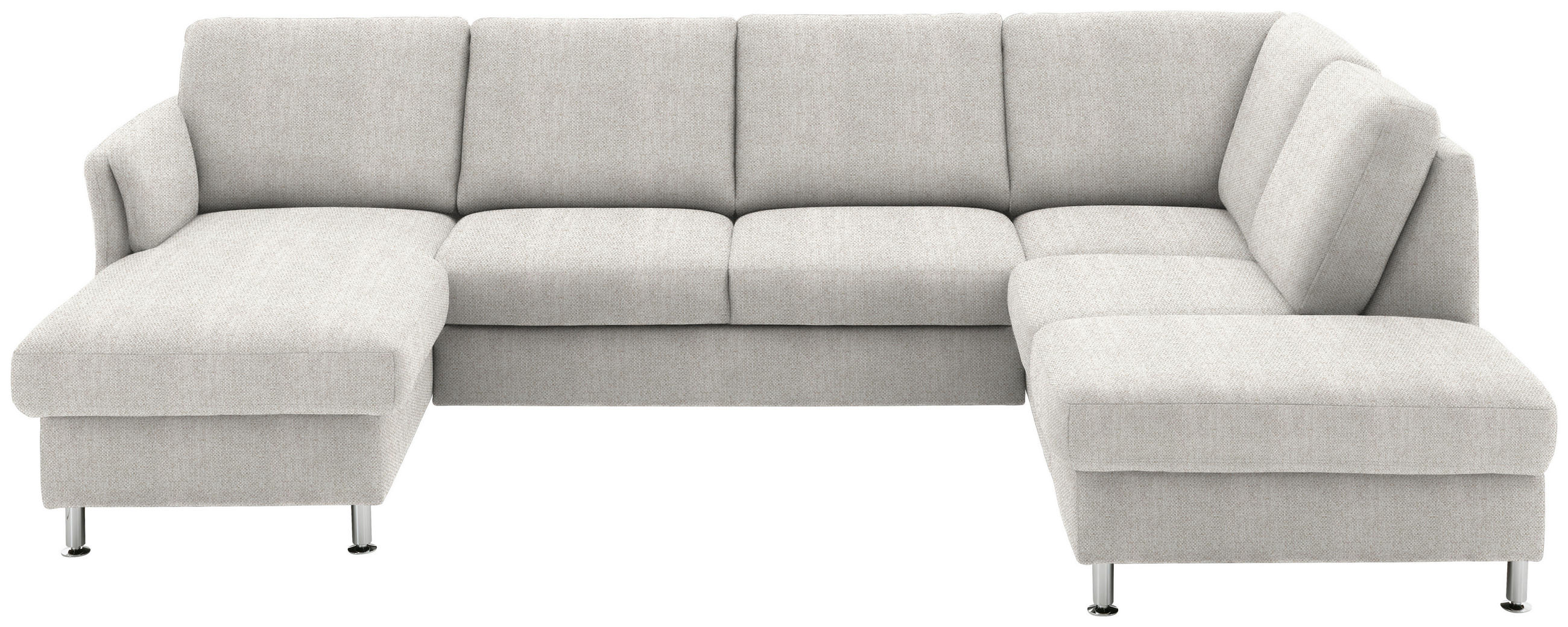 WOHNLANDSCHAFT in Flachgewebe Hellgrau  - Chromfarben/Hellgrau, KONVENTIONELL, Textil/Metall (168/305/200cm) - Voleo