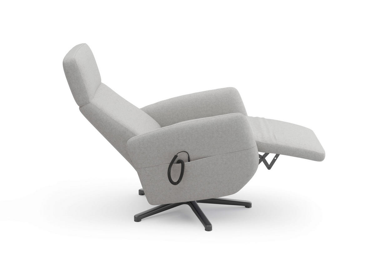 RELAXSESSEL in Textil Hellgrau  - Hellgrau/Schwarz, Konventionell, Textil/Metall (71/110/82cm) - Sit & More