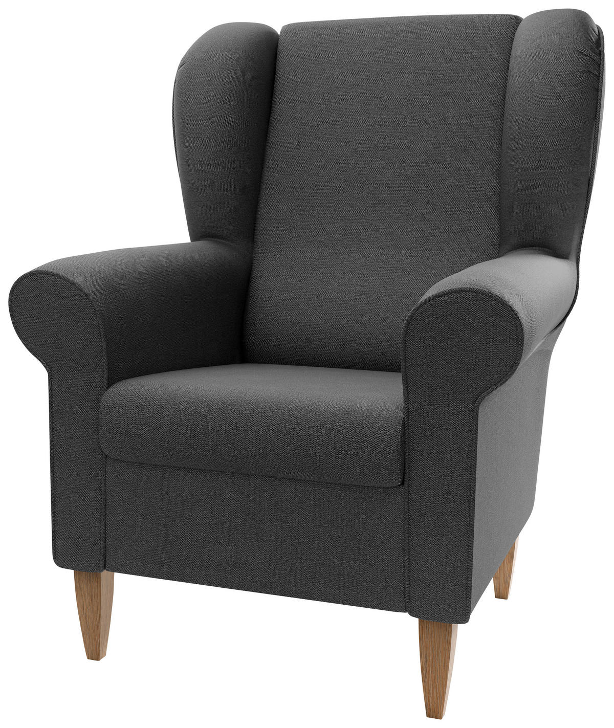 OHRENSESSEL Struktur Anthrazit  - Anthrazit/Naturfarben, Konventionell, Holz/Textil (80/102/86cm) - Livetastic