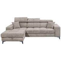 ECKSOFA in Chenille Graubraun  - Graubraun/Schwarz, Konventionell, Kunststoff/Textil (172/268cm) - MID.YOU
