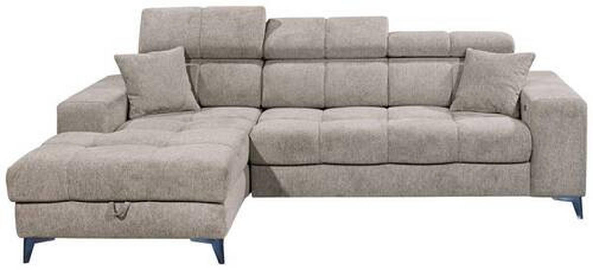 ECKSOFA in Chenille Graubraun  - Graubraun/Schwarz, Konventionell, Kunststoff/Textil (172/268cm) - MID.YOU