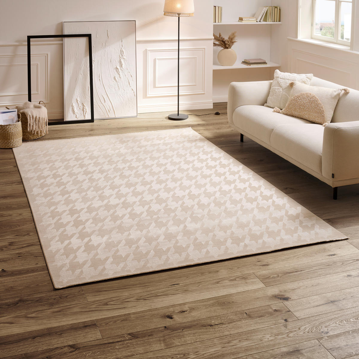 WEBTEPPICH 200/290 cm Houndstooth Allover  - Beige, Design, Textil (200/290cm) - Dieter Knoll