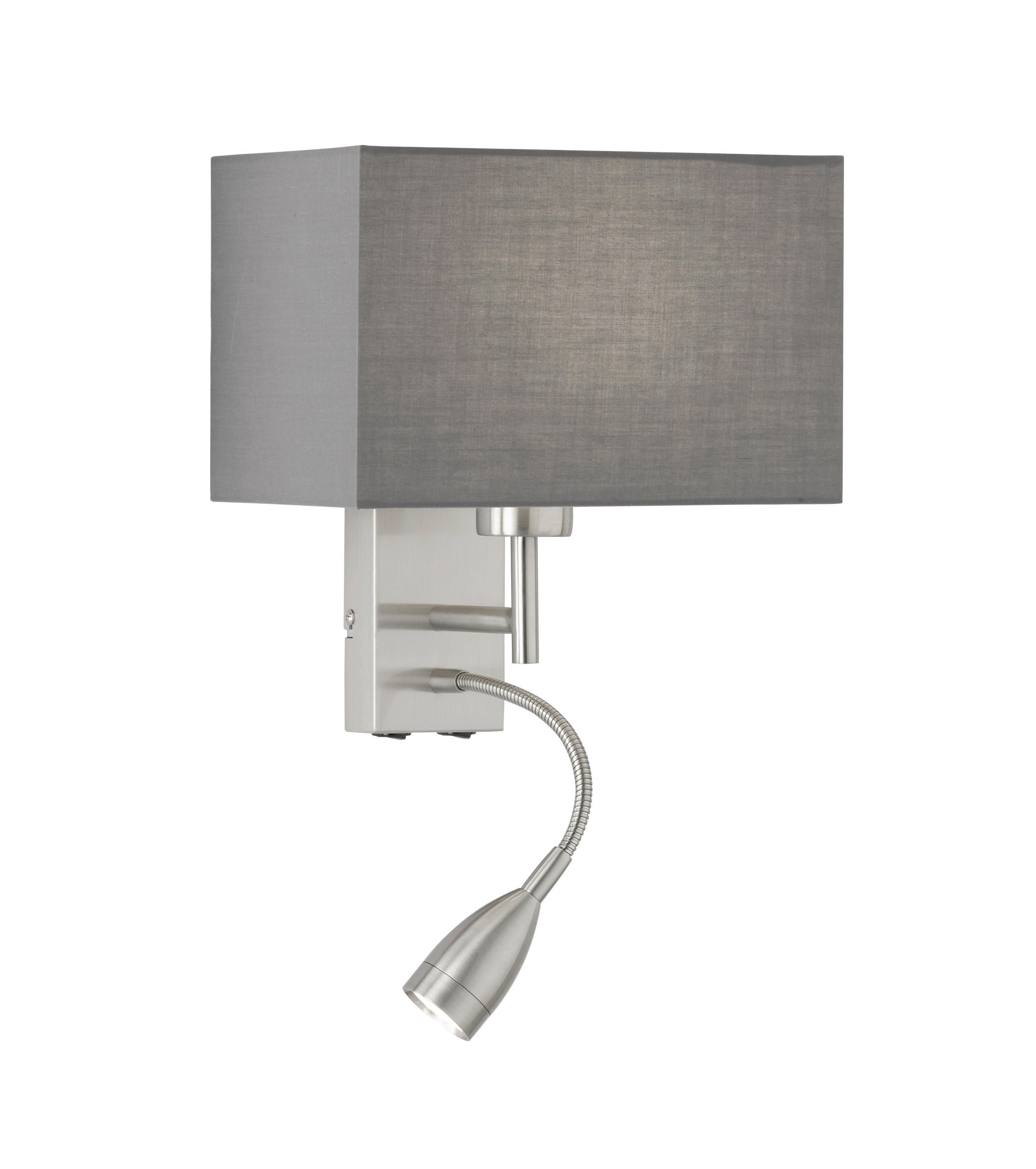 WANDLEUCHTE Dream 25/38 cm   - Grau/Nickelfarben, MODERN, Textil/Metall (25/38cm) - Fischer & Honsel