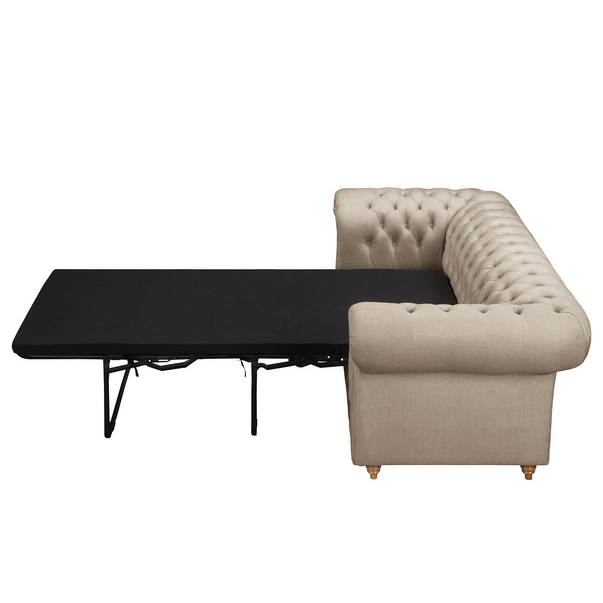 SCHLAFSOFA Mikrofaser Taupe Armteil links, Armteil rechts  - Taupe/Braun, Design, Holz/Textil (190/74/91cm) - P & B