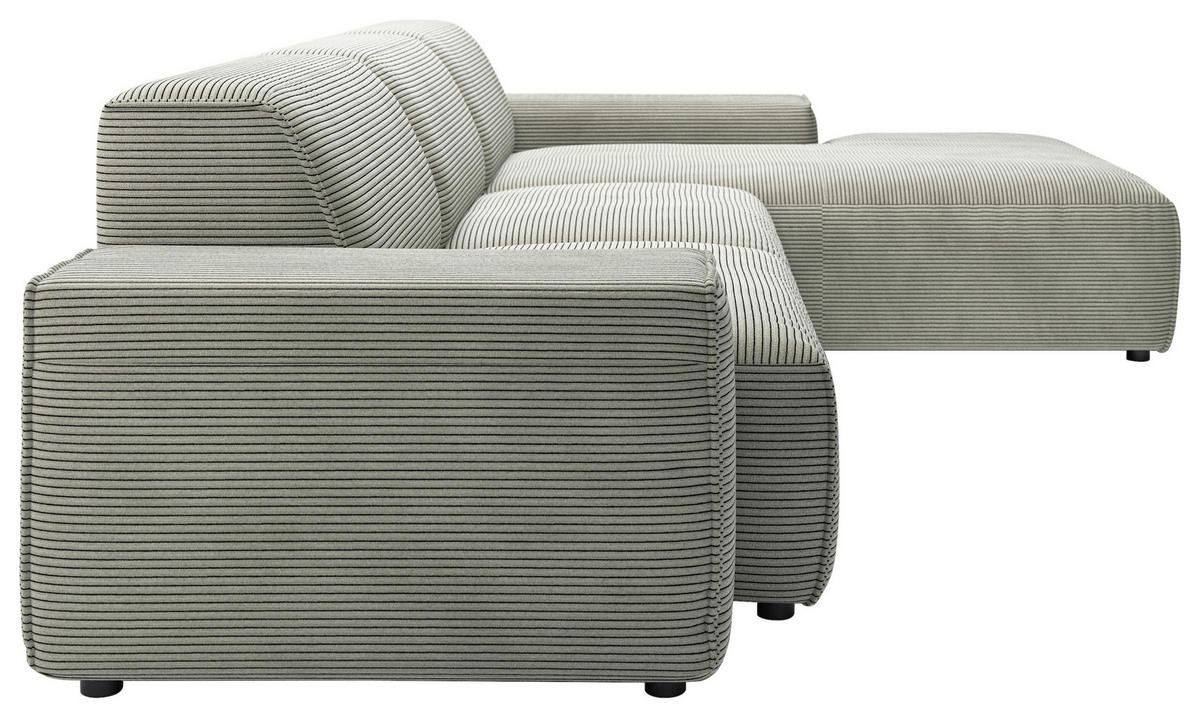 ECKSOFA in Cord Grauweiss  - Schwarz/Grauweiss, Design, Kunststoff/Textil (300/189cm) - Pure Home Lifestyle