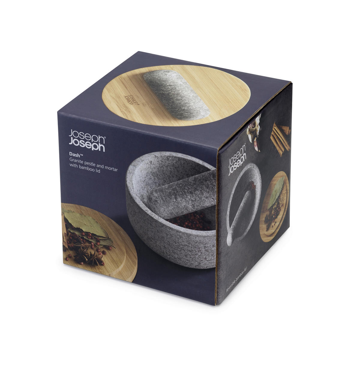 MÖRSERSET    - Grau, Basics, Holz/Stein (15,5/15,5/13cm) - Joseph Joseph