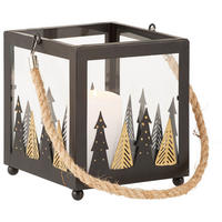 LATERNE - Klar/Schwarz, KONVENTIONELL, Metall (13,00/13,00/14,50cm) - X-Mas