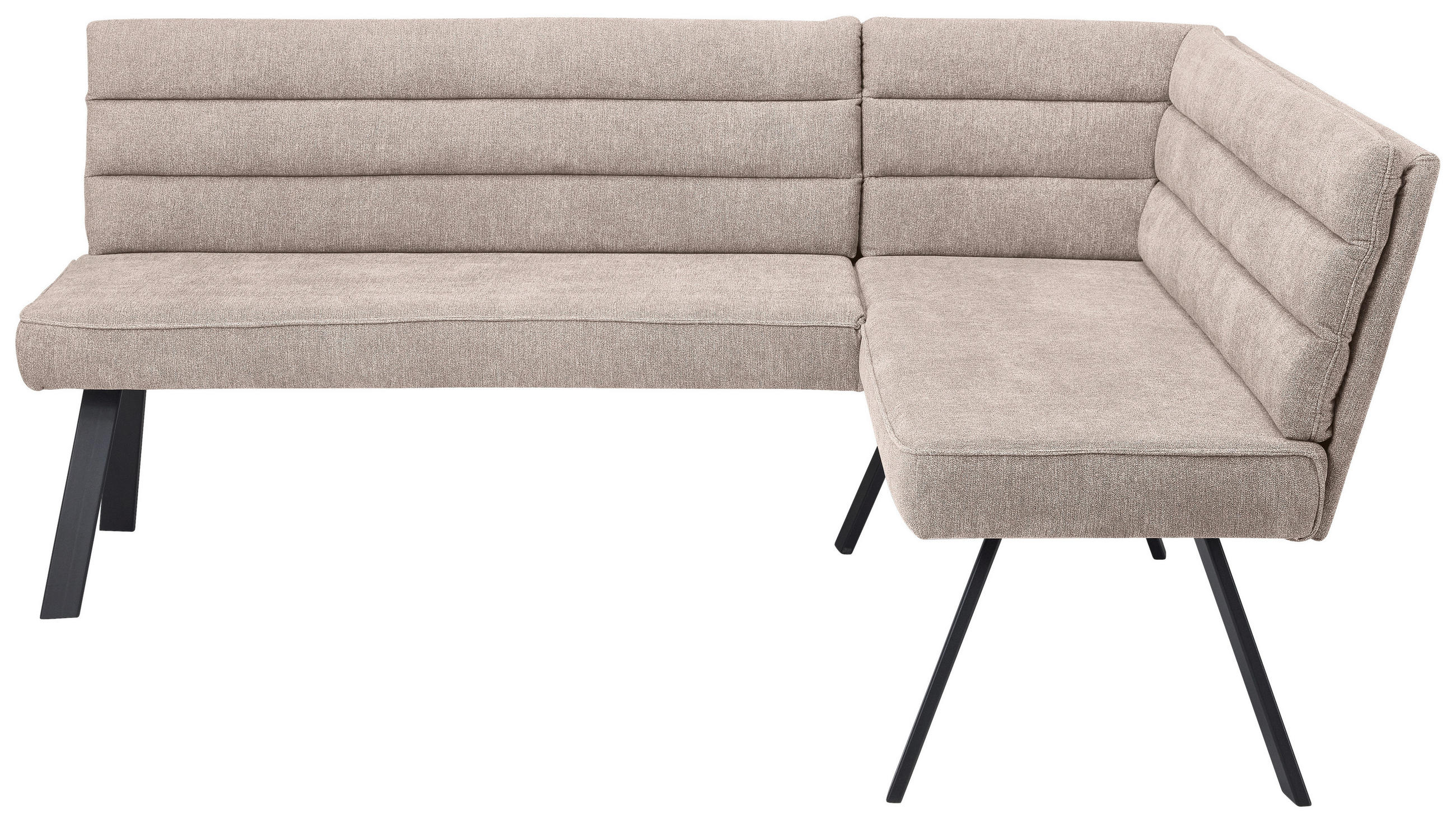 ECKBANK in Metall, Textil Braun, Schwarz  - Schwarz/Braun, Design, Textil/Metall (195/155cm) - Cantus