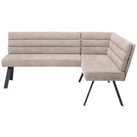 ECKBANK in Metall, Textil Braun, Schwarz  - Schwarz/Braun, Design, Textil/Metall (195/155cm) - Cantus