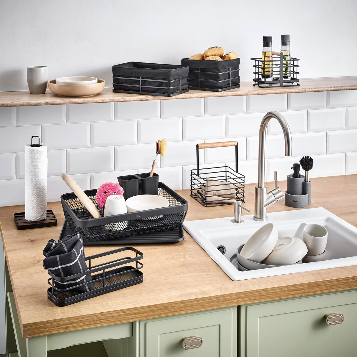 FÖRVARINGSKORG 18/18/22.5 cm   - svart/naturfärgad, Trend, metall/trä (18/18/22.5cm) - Homeware Profession.