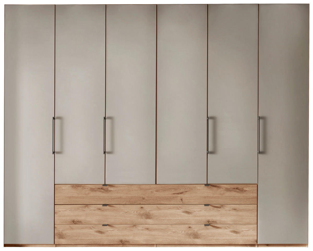 KLEIDERSCHRANK in Grau, Eichefarben  - Schieferfarben/Eichefarben, Konventionell, Glas/Holzwerkstoff (300/236/58cm) - Novel