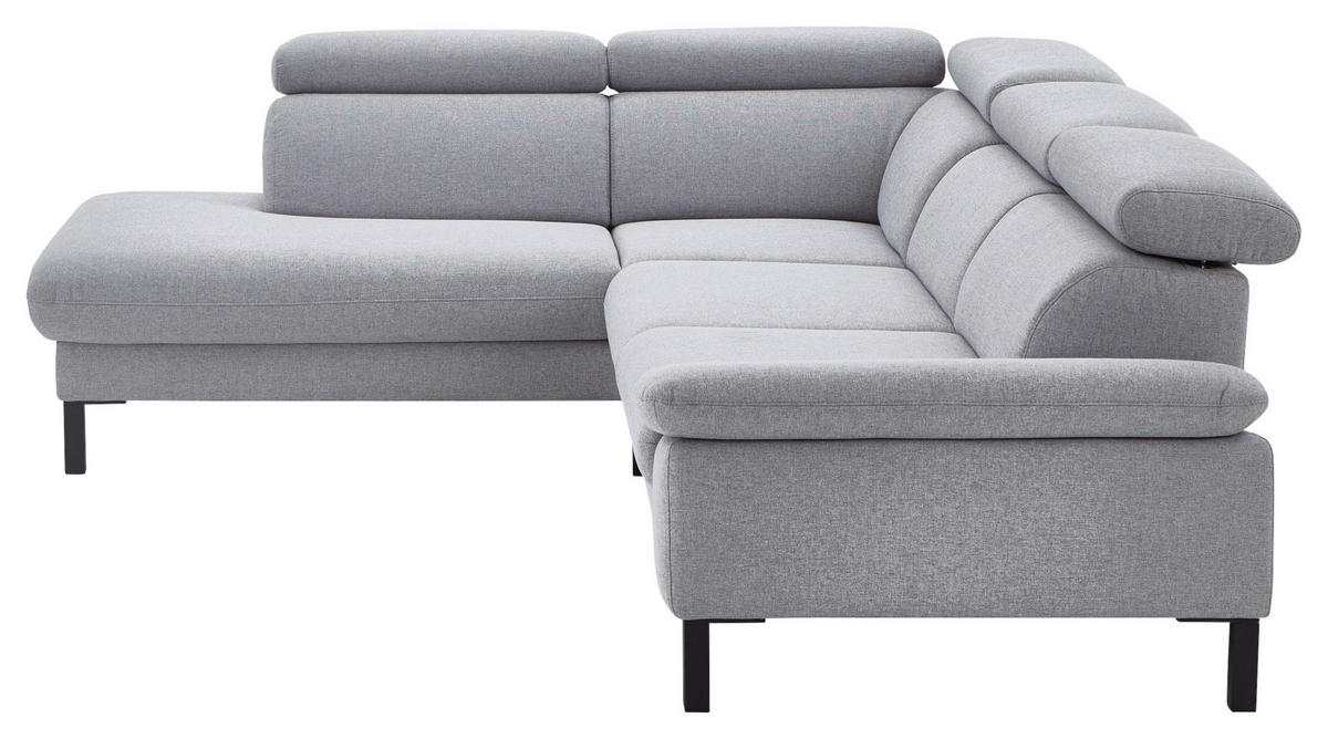 ECKSOFA in Flachgewebe Hellgrau  - Hellgrau/Schwarz, Design, Holzwerkstoff/Textil (217/272cm) - Pure Home Comfort