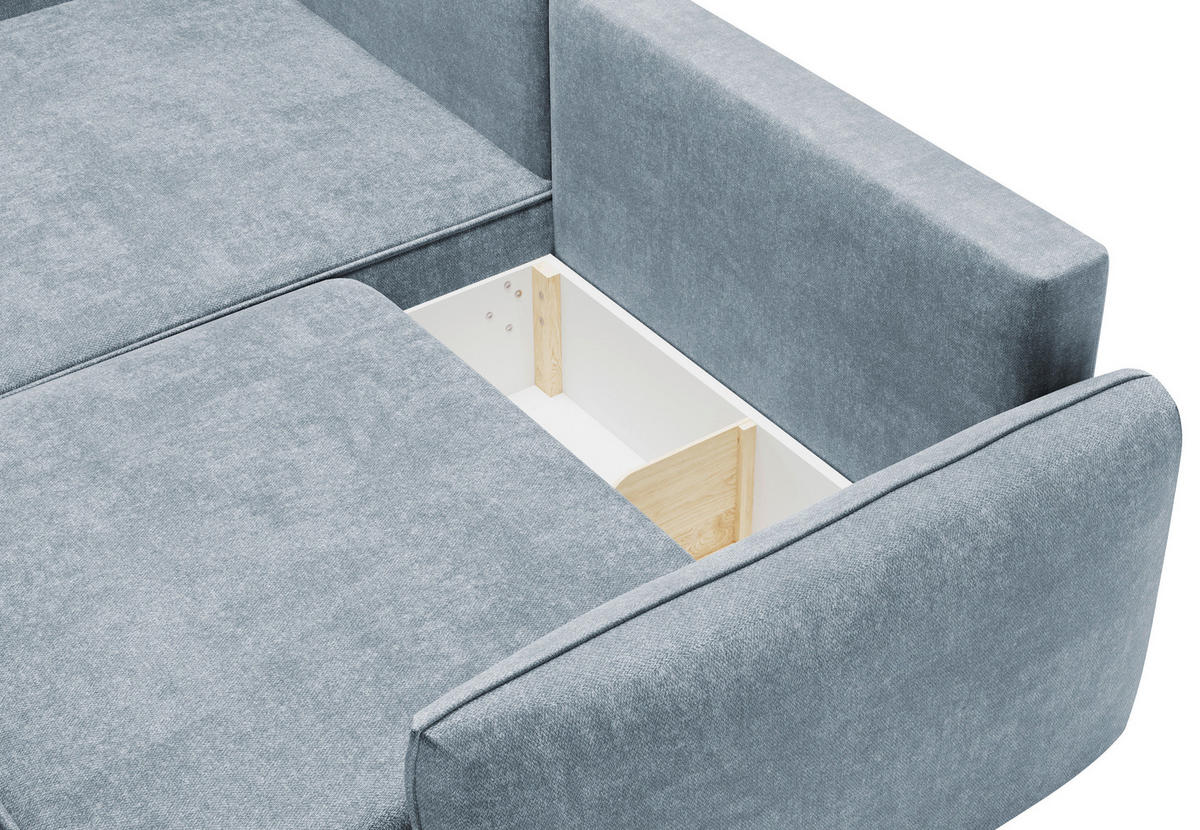 ECKSOFA  in Struktur Blau  - Blau/Schwarz, KONVENTIONELL, Kunststoff/Textil (148/266cm) - Milino