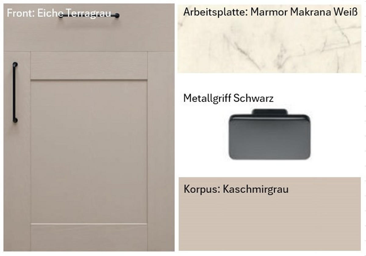 ECKKÜCHE XO50 360/120 cm  in Grau, Kaschmir  - Kaschmir/Creme, Design, Holzwerkstoff/Metall (360/120cm) - Xora