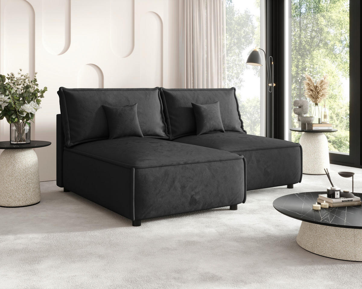 ECKSOFA Anthrazit Webstoff Zierkissen, Rückenkissen, Rücken echt  - Anthrazit/Schwarz, MODERN, Kunststoff/Textil (153/200cm) - Xora