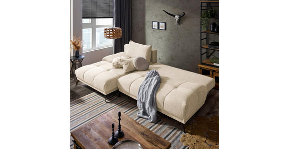 ECKSOFA in Chenille Creme  - Creme/Schwarz, MODERN, Textil/Metall (182/290cm) - Hom`in