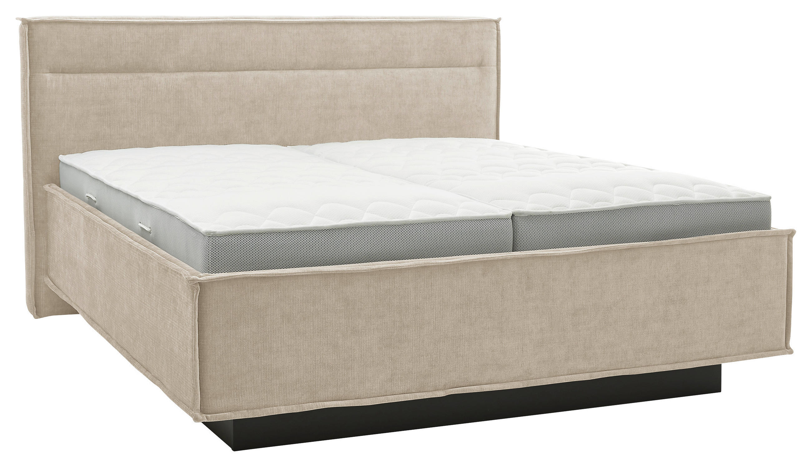 POLSTERBETT 180/200 cm,  in Beige, gepolstertes Kopfteil, Bettkasten, Lattenroste, Matratzen, H3 + H3 = fest  - Beige/Weiß, Design, Textil (180/200cm) - Musterring