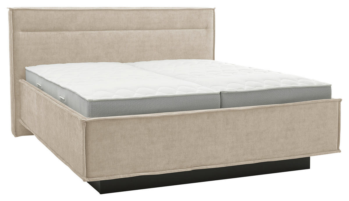 POLSTERBETT 180/200 cm,  in Beige, gepolstertes Kopfteil, Bettkasten, Lattenroste, Matratzen, H3 + H3 = fest  - Beige/Weiß, Design, Textil (180/200cm) - Musterring