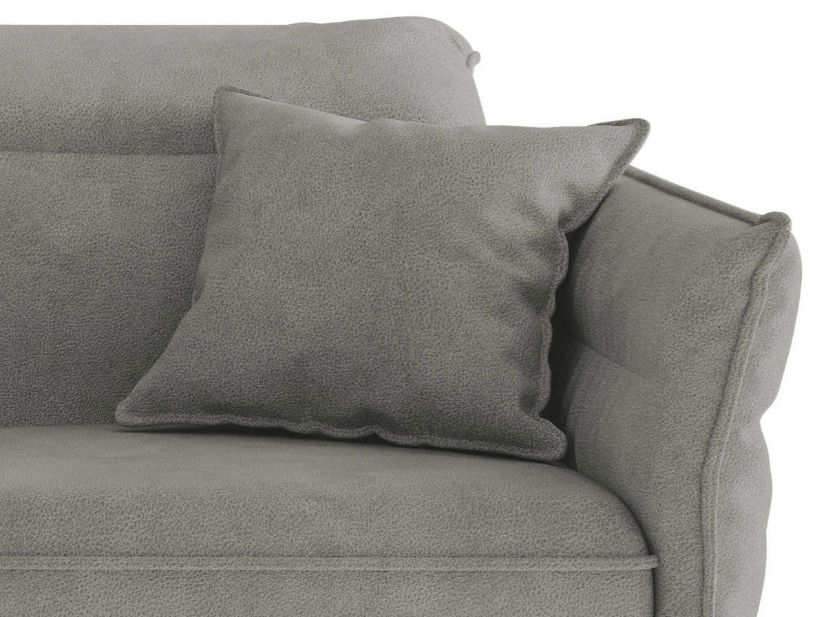 ECKSOFA Jakarta Grau Flachgewebe  - Edelstahlfarben/Grau, Design, Textil/Metall (185/265cm) - Livetastic