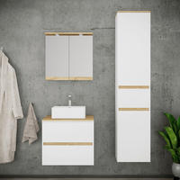 BADEZIMMER 4-teilig  in 90 cm  - Honigeiche/Weiß, Trend, Keramik/Holzwerkstoff (90cm) - MID.YOU