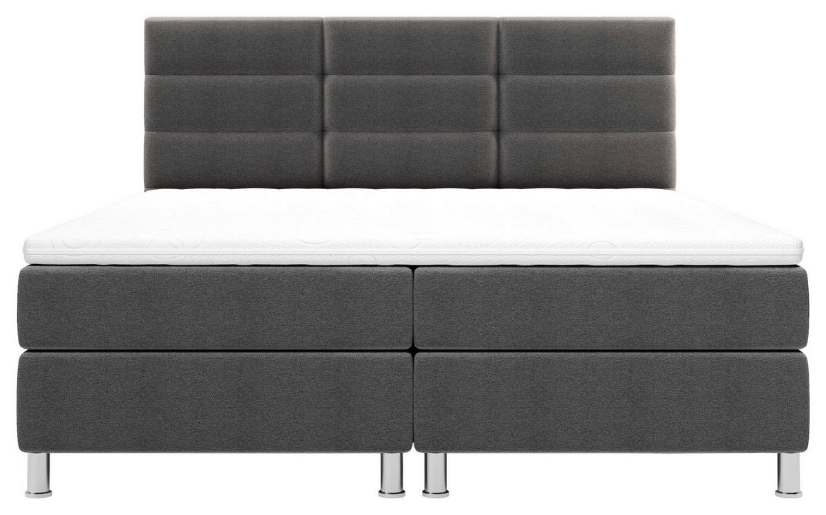 BOXBETT 160/200 cm  in Anthrazit  - Chromfarben/Anthrazit, KONVENTIONELL, Textil/Metall (160/200cm) - Carryhome