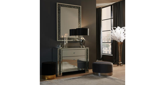 KOMMODE 95,5/80,5/40 cm - Silberfarben/Schwarz, Design, Glas/Holzwerkstoff (95,5/80,5/40cm) - Xora