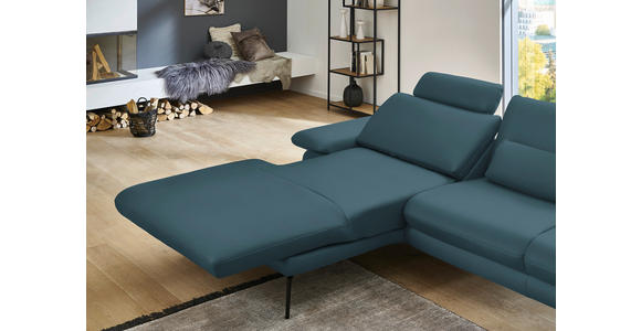 ECKSOFA in Echtleder Blau 180/310 cm - Blau/Schwarz, Design, Leder/Metall (180/310cm) - Dieter Knoll
