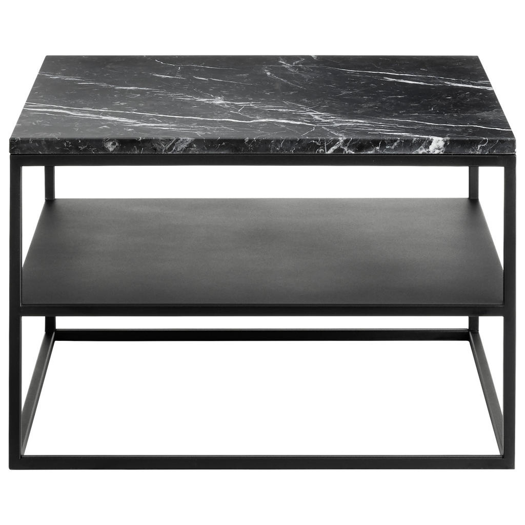 Thumbnail - Johann Jakob Couchtisch, Schwarz, Metall, quadratisch, eckig, Flachrohr, 65x41.5x65 cm, offenes Fach, einfacher Aufbau, ...
