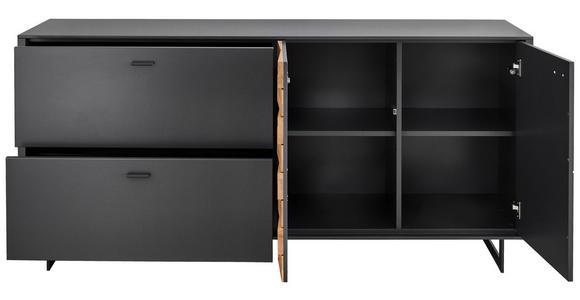 SIDEBOARD Grau, Eichefarben  186/87,2/46,4 cm  - Eichefarben/Anthrazit, Design, Holz/Holzwerkstoff (186/87,2/46,4cm) - Novel