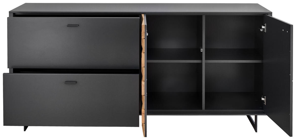 SIDEBOARD Grau, Eichefarben  186/87,2/46,4 cm  - Eichefarben/Anthrazit, Design, Holz/Holzwerkstoff (186/87,2/46,4cm) - Novel