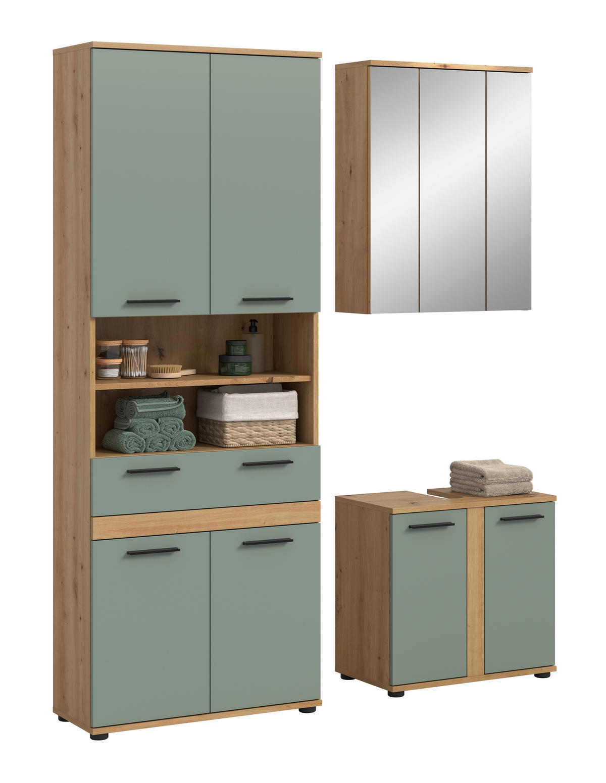 BADRUM 145 cm  - svart/ek Artisan, Trend, trämaterial/glas (145cm) - MID.YOU