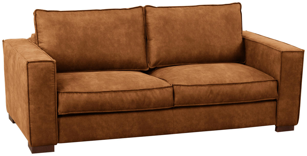 SCHLAFSOFA in Mikrofaser Cognac  - Cognac/Dunkelbraun, Design, Holz/Textil (203/85/99cm) - MID.YOU